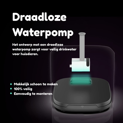 Wireless Automatic waterfountain - AquaPaw - 2,5L - Black