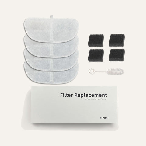 AquaPaw filter set: 4 carbon filters, 4 foam filters and cleaning brush