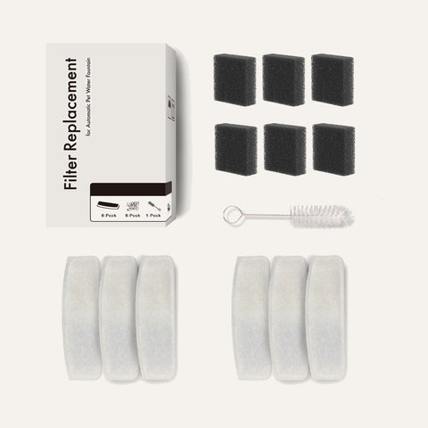 FlowMate filter set: 6 foam and 6 carbon filters with cleaning brush