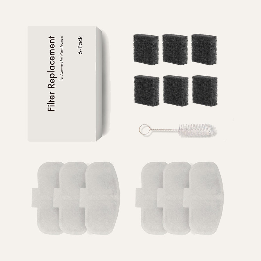 HydroBuddy filter set: 6 foam and 6 carbon filters with cleaning brush